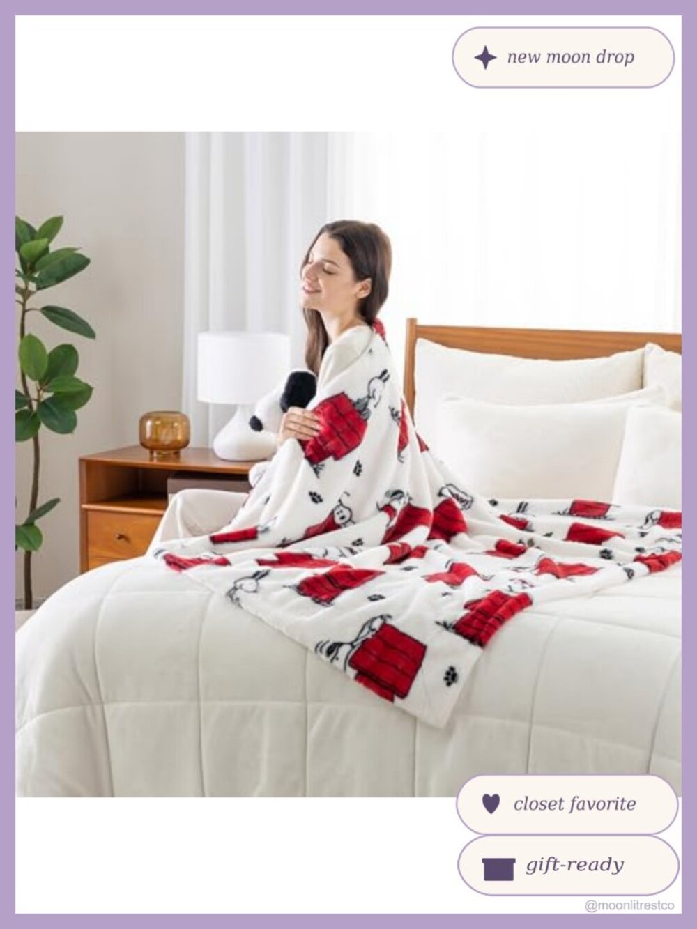 Berkshire Peanuts Snoopy Faux Rabbit Fur King Blanket Reversible Plush Cozy - Picture 4 of 6